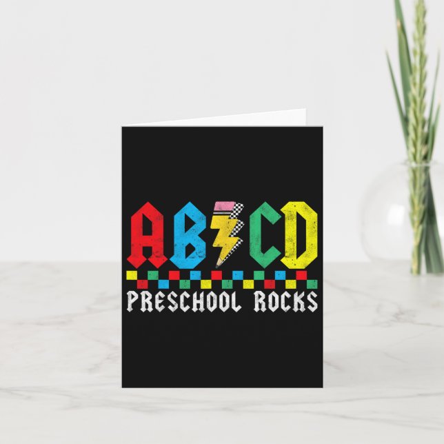 Tarjeta Abcd Preescolar Rocks Primer Día Profesor Pre-k De (Anverso)