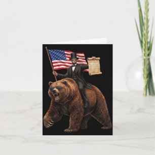 Tarjeta Abe lincoln montando un oso con la declaración div