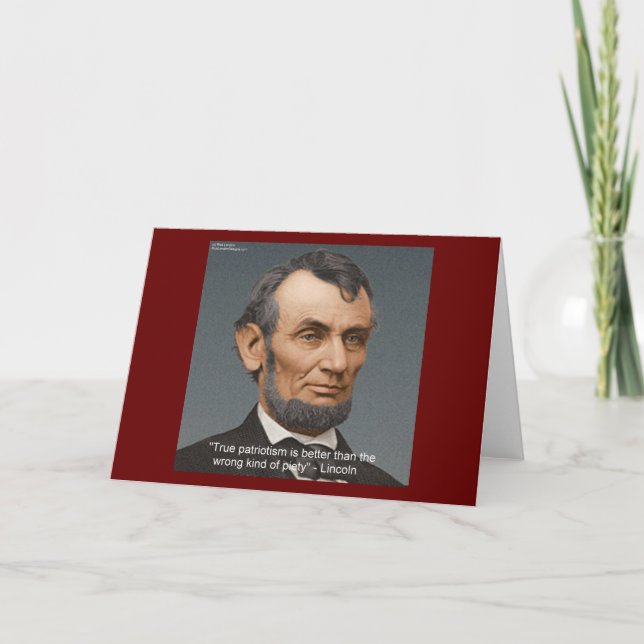 Tarjeta Abe Lincoln y cita patriótica (Anverso)