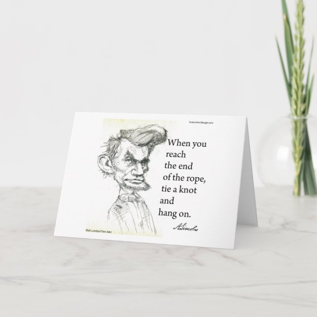 Tarjeta Abe Lincoln Y Famoso Fin De La Cita De Rope (Anverso)