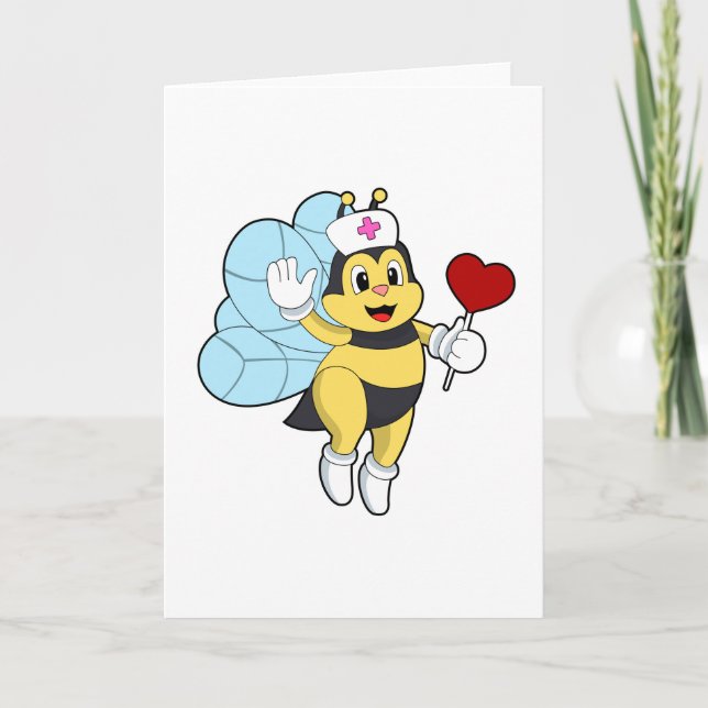 Tarjeta Abeja como enfermera con corazón.PNG (Anverso)