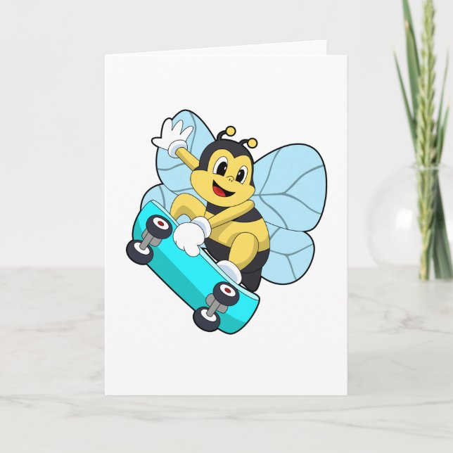 Tarjeta Abeja como patinador con monopatín (Anverso)