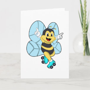 Tarjeta Abeja con patines de ruedas