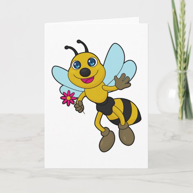 Tarjeta Abeja con una flor (Anverso)