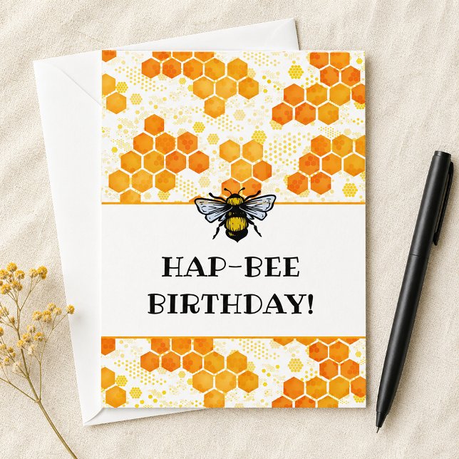 Tarjeta Abeja Cumpleaños Abejorro (HapBEE Birthday Bumblebee Card)