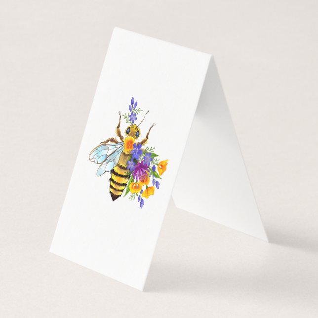 Tarjeta Abeja de flor con plantas silvestres (Anverso)