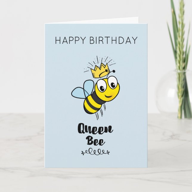 Tarjeta Abeja de la Reina Cuta con cumpleaños feliz de la  (Anverso)