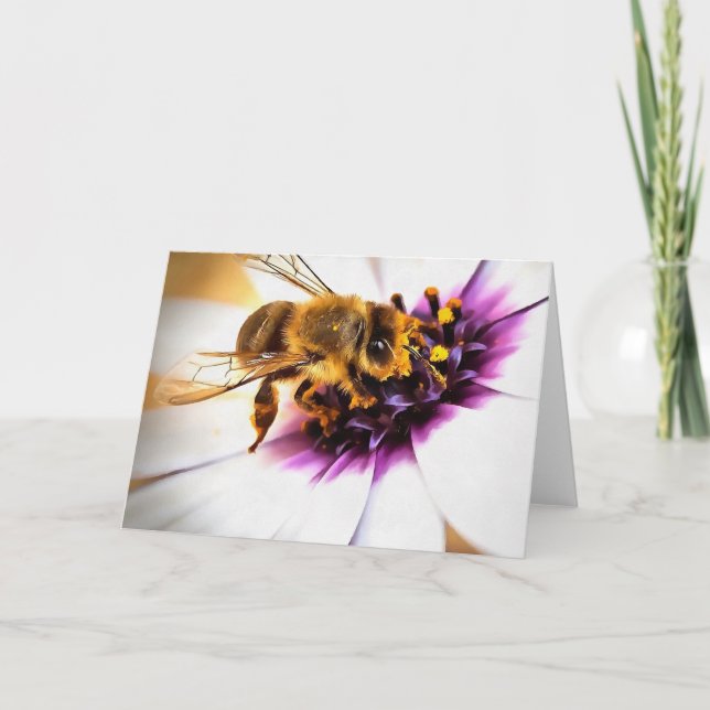 Tarjeta Abeja De Miel Sobre El Arte Acrílico De La Daisy A (Anverso)