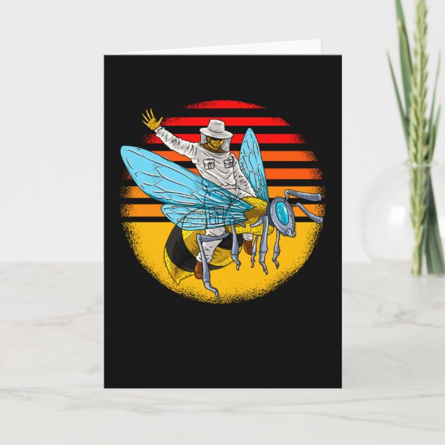 Tarjeta Abeja divertida en apicultor de abejas (Anverso)