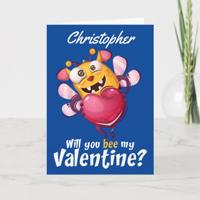 Tarjeta Abeja divertida mi San Valentín (Anverso)