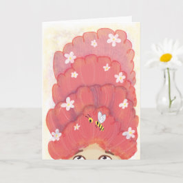 Tarjeta Abeja divertida rosa en el pelo cumpleaños del Chi