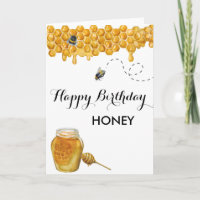 Abeja feliz cumpleaños con miel acuática