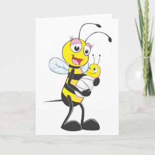 Tarjeta Abeja feliz de la madre y del bebé