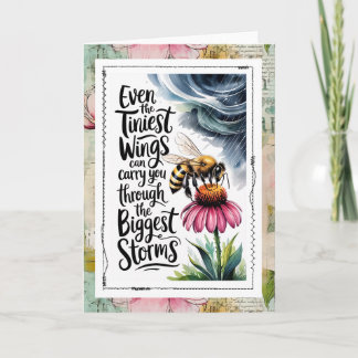 Tarjeta Abeja Inspiradora Resistiendo la Tormenta Fe 