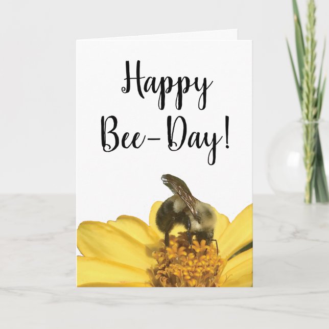 Tarjeta Abeja linda del Abeja-Día feliz en cumpleaños de (Anverso)