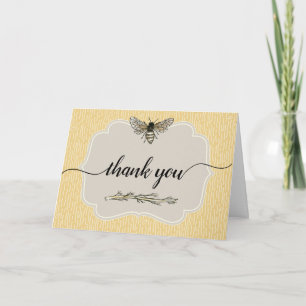 Tarjeta Abeja Melífera Vintage Rústica Elegante Amarillo G