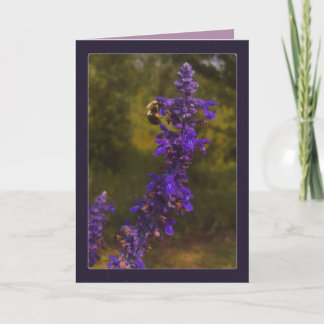Tarjeta abeja melífera y lavanda 