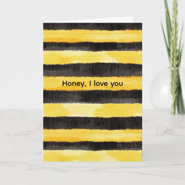 Tarjeta Abeja Miel Negro Oro Amarillo Navidad (Anverso)