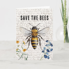 Tarjeta Abeja salva las flores del guión de las abejas