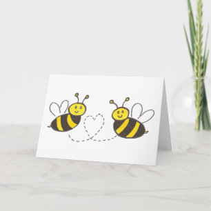 Tarjeta Abejas con corazón