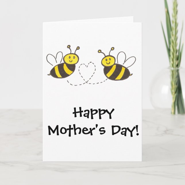 Tarjeta Abejas con corazón feliz Día de la Madre! (Anverso)