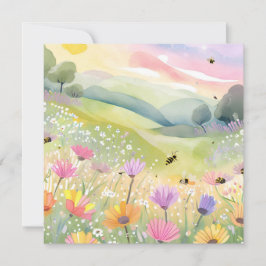 Tarjeta Abejas de primavera Campos de flores | Naturaleza