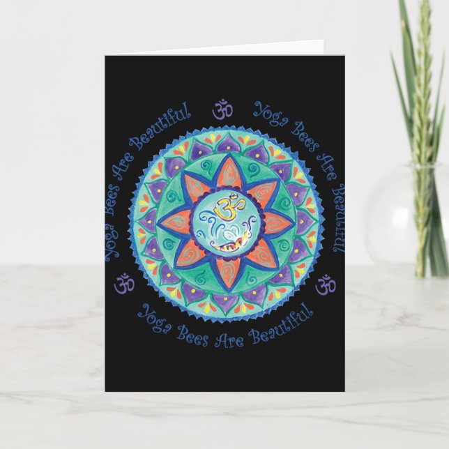 Tarjeta Abejas de yoga Om Mandala  (Anverso)