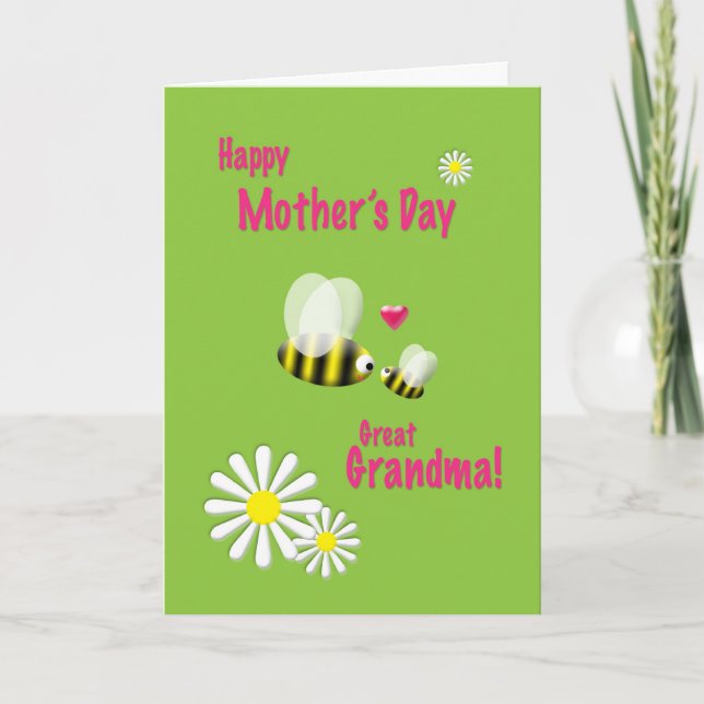 Tarjeta Abejas ocupadas de la gran abuela del día de madre (Anverso)