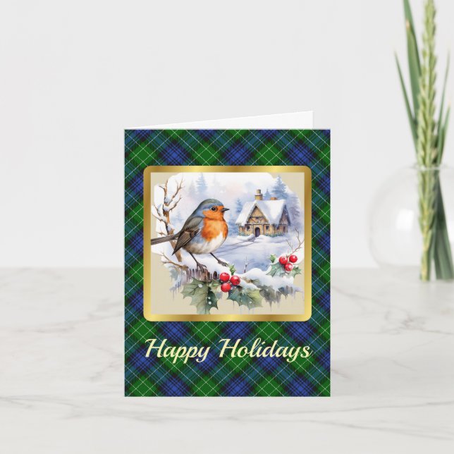 Tarjeta Abercrombie Escudo/Tartán w/Robin Navidad Personal (Anverso)