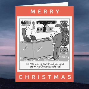 Tarjeta Abogado Legal y Cliente Cartoon Navidad