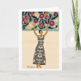 Tarjeta Abrace a la mujer del ilustracion de la belleza en