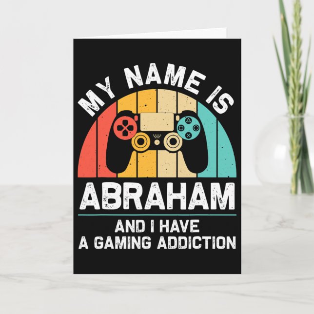 Tarjeta Abraham Gift Name Personalized Funny Gaming Geek B (Anverso)