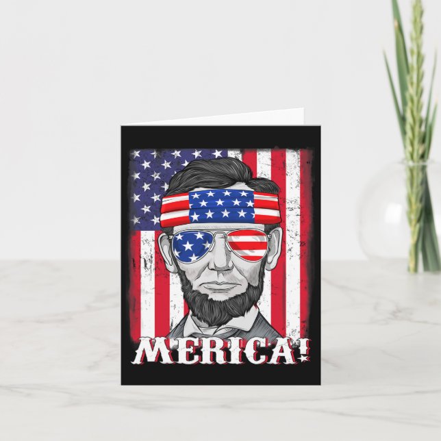 Tarjeta Abraham Lincoln 4 de julio Merica bandera american (Anverso)