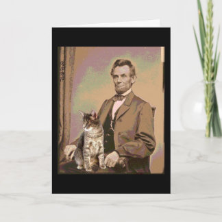 Tarjeta Abraham Lincoln y su gato Dixie