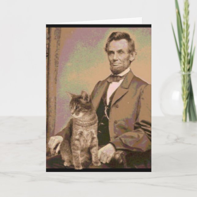 Tarjeta Abraham Lincoln y su gato "Dixie" (Anverso)