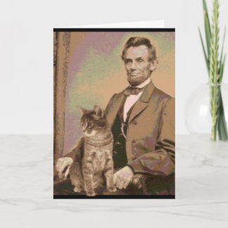 Tarjeta Abraham Lincoln y su gato "Dixie"