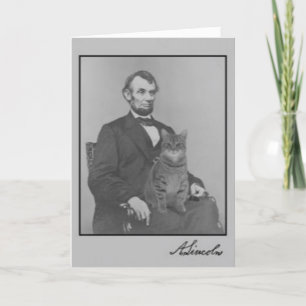 Tarjeta Abraham Lincoln y su gato "Gloria"