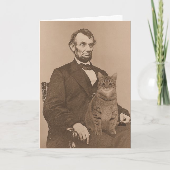 Tarjeta Abraham Lincoln y su gato "Gloria" 2 (Anverso)