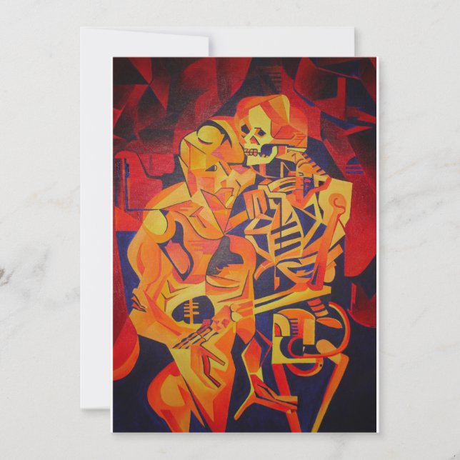 Tarjeta Abrazando el arte geométrico colorido de la muerte (Anverso)