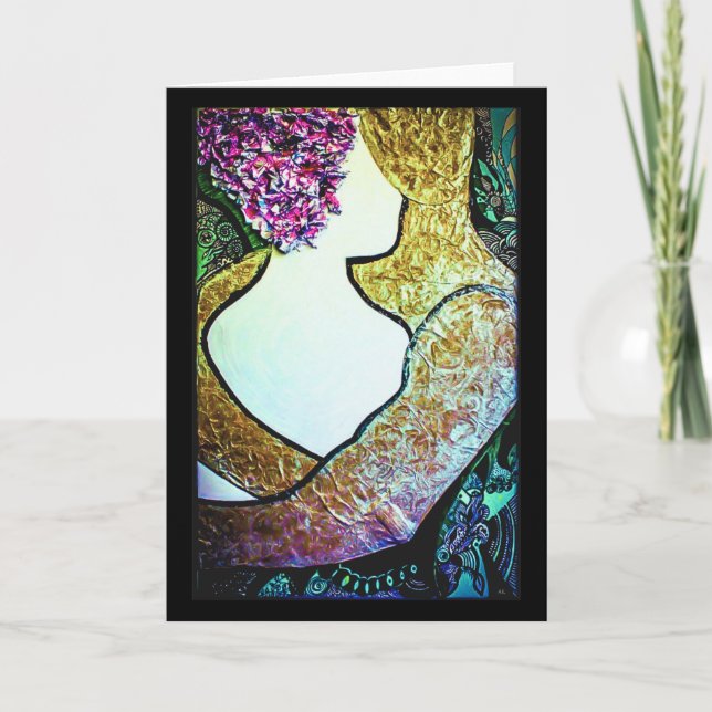 Tarjeta Abrazar el arte de abrazos de pareja interracial (Anverso)