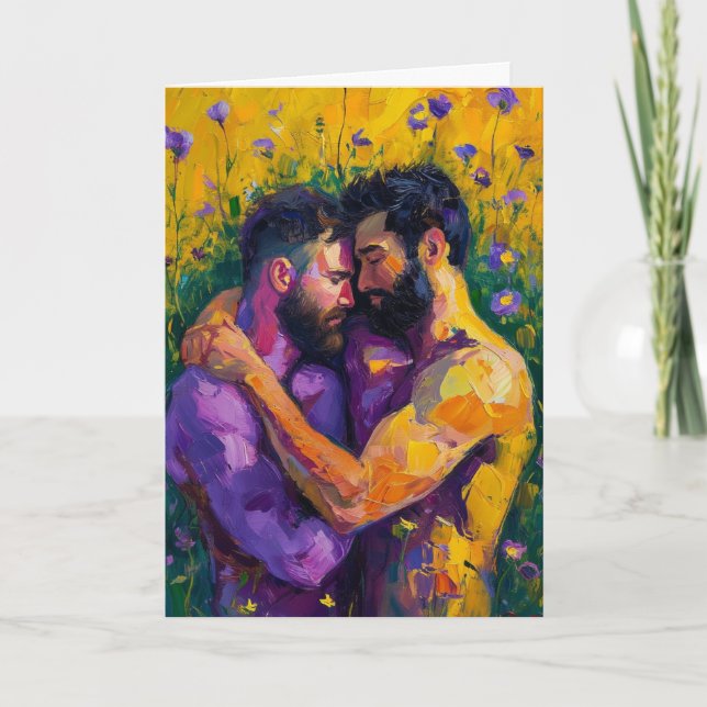 Tarjeta Abrazo al óleo expresionista (Anverso)