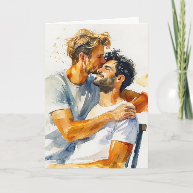 Tarjeta Abrazo de acuarela Besos de playa (Anverso)