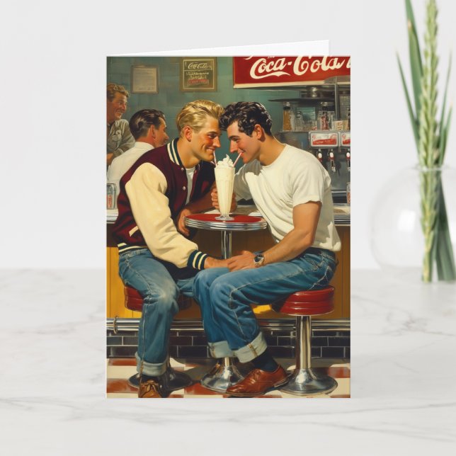 Tarjeta Abrazo de batido retro (Anverso)