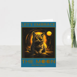 Tarjeta Abrazo de Eclipse Solar Total de Gato Divertido