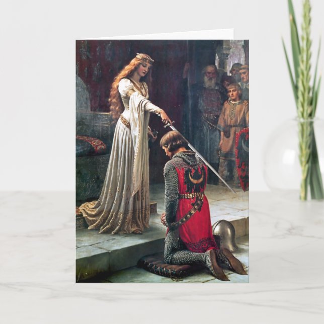 Tarjeta Abrazo de Edmund Blair Leighton (Anverso)