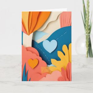 Tarjeta Abrazo de jardín de papel en capas