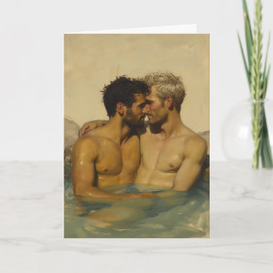 Tarjeta Abrazo de la fuente termal Egg-Tempera