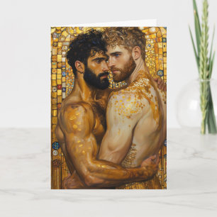 Tarjeta Abrazo de mosaico dorado