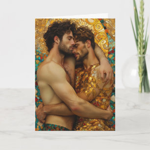 Tarjeta Abrazo de mosaico dorado