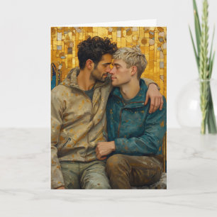 Tarjeta Abrazo de mosaico dorado